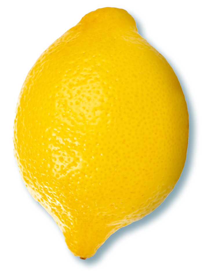 A lemon with a bold yellow color