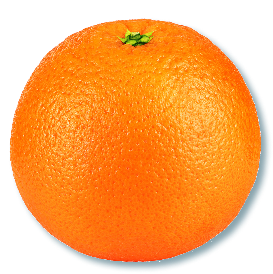 Eine Orange mit ihrer auffällig orangefarbenen Schale
